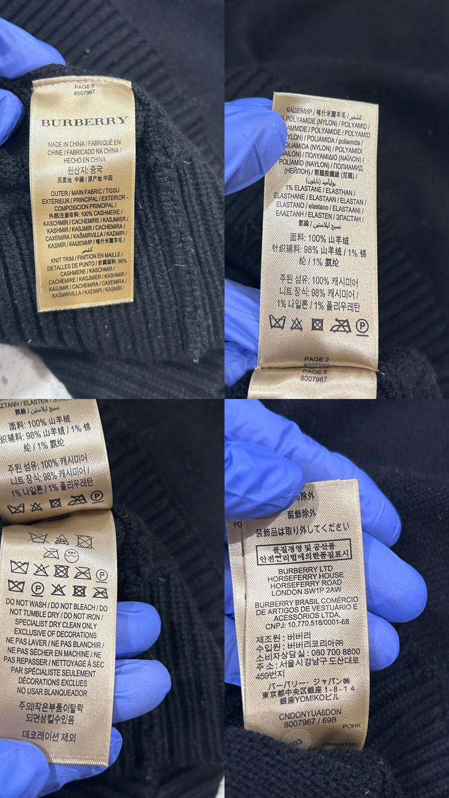 100% Cashmere Authentic Burberry Embroidered Crest Turtleneck