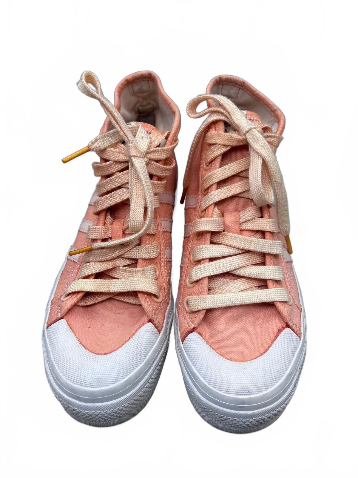 Adidas Nizza High Top Sneakers Peach Pink White Canvas High Top Shoes Womens