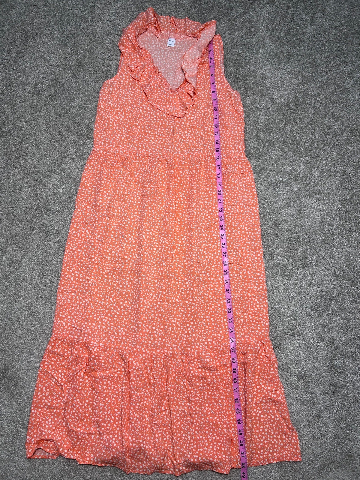 Old Navy Sleeveless Ruffle Midi Dress in Coral Floral — Size Medium (NWT)