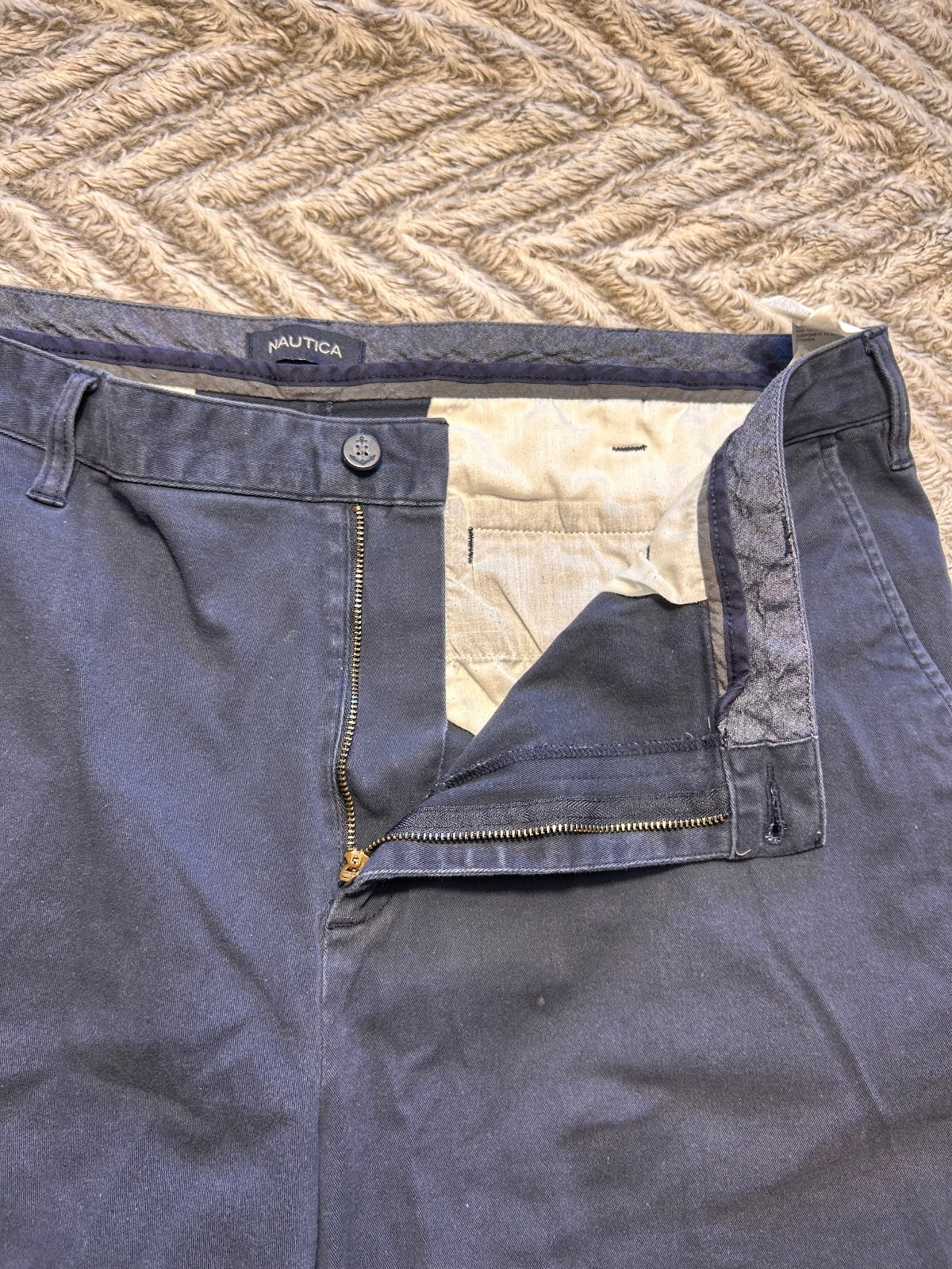 Nautica Men Size 40 W40 The Deck Short Navy Blue Classic Fit Stretch Chino