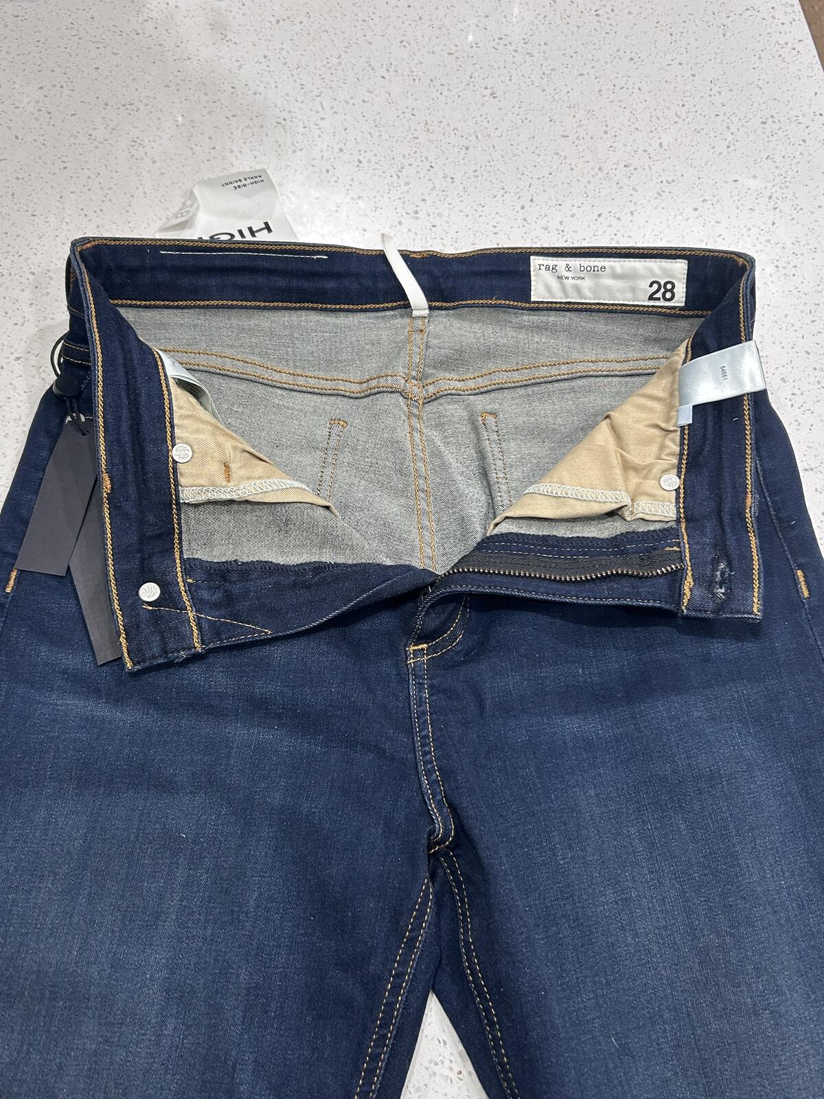 Rag & Bone Carmen High Rise Skinny Jeans Size 28 Dark Wash Stretch NWT
