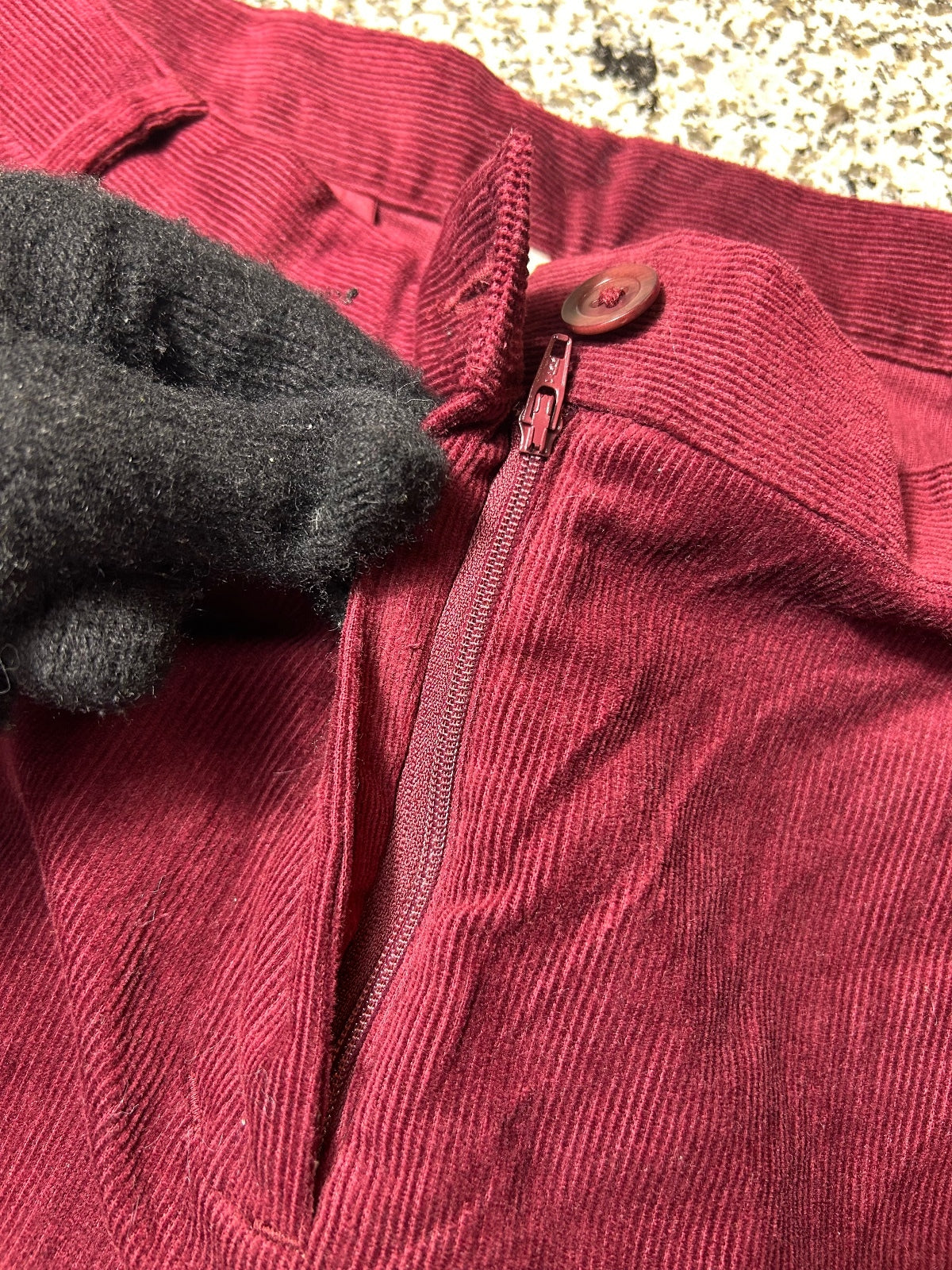 People Tree Organic Cotton Burgundy Corduroy Pants High Waist Wide Leg Women 12