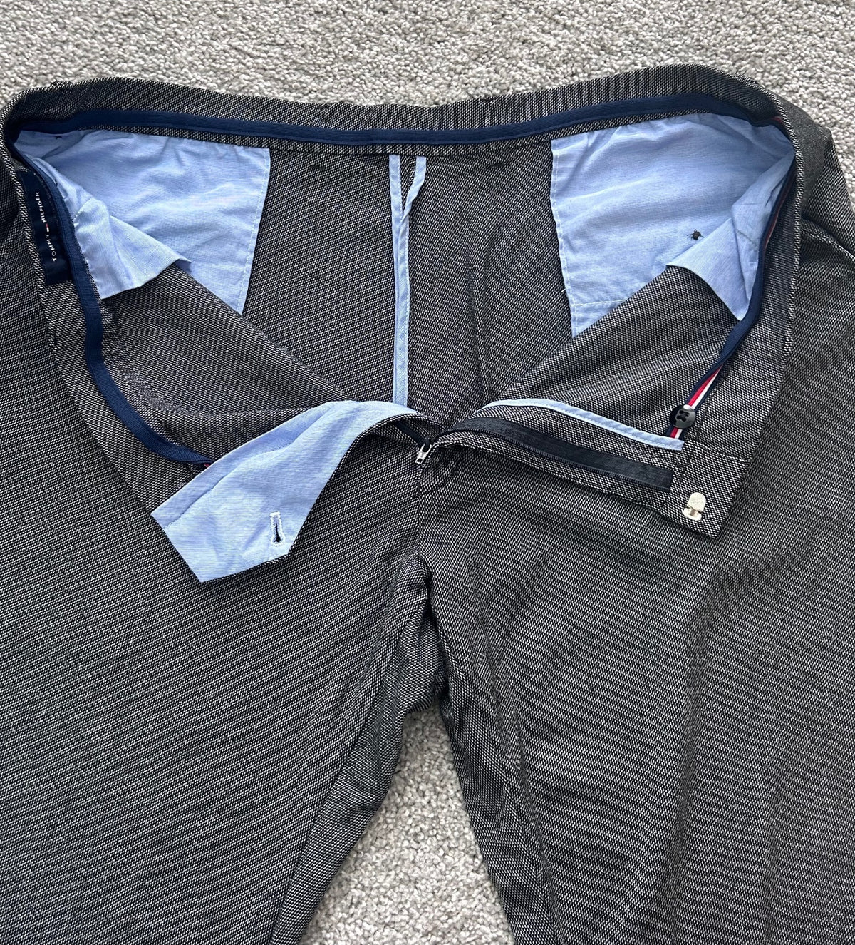 Tommy Hilfiger Mens Gray Dress Pants Slim Fit Tailored Trousers Flat Front