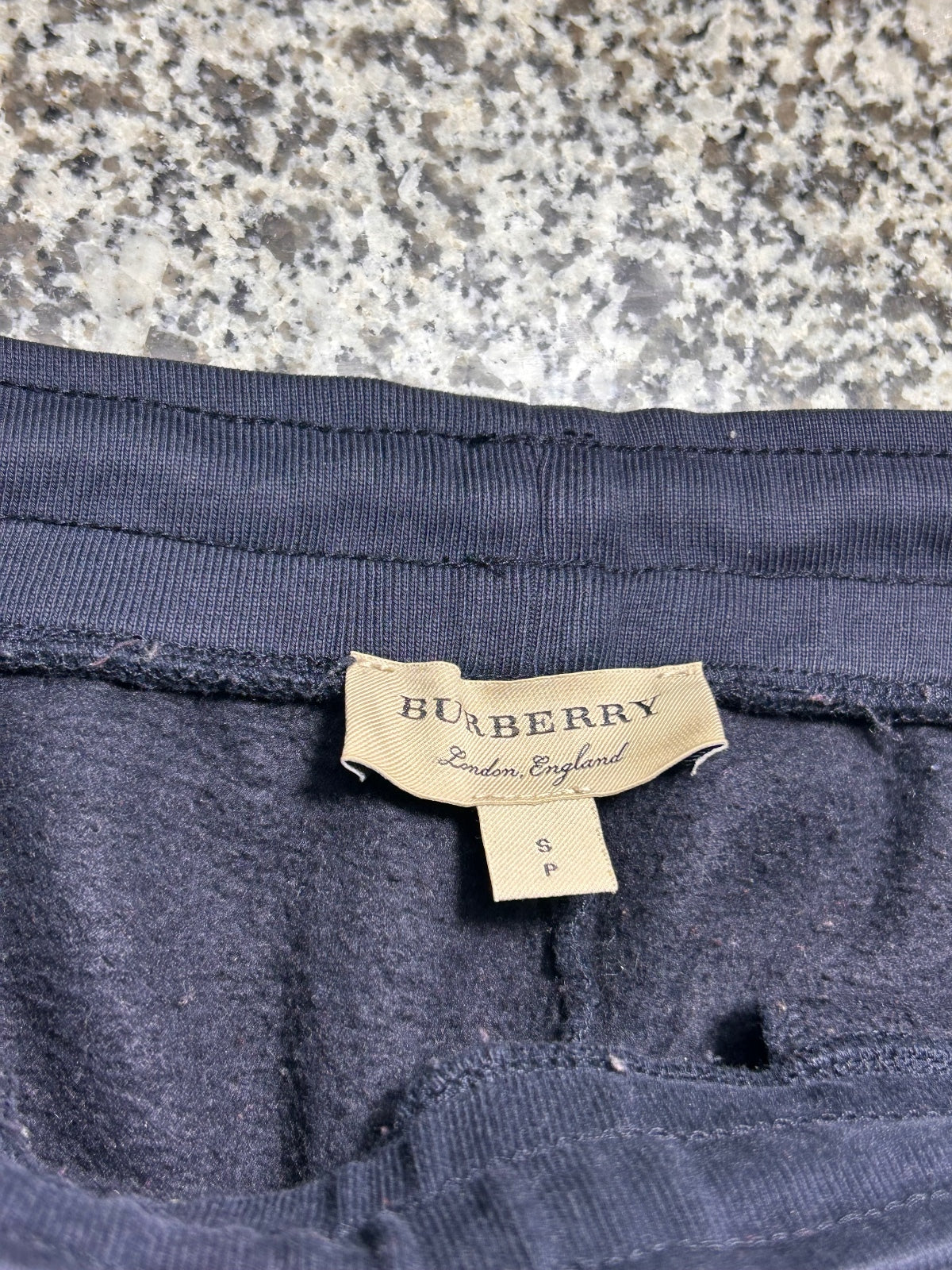 Burberry Mens Black Fleece Sweatpants Cotton Blend Joggers Small Hole