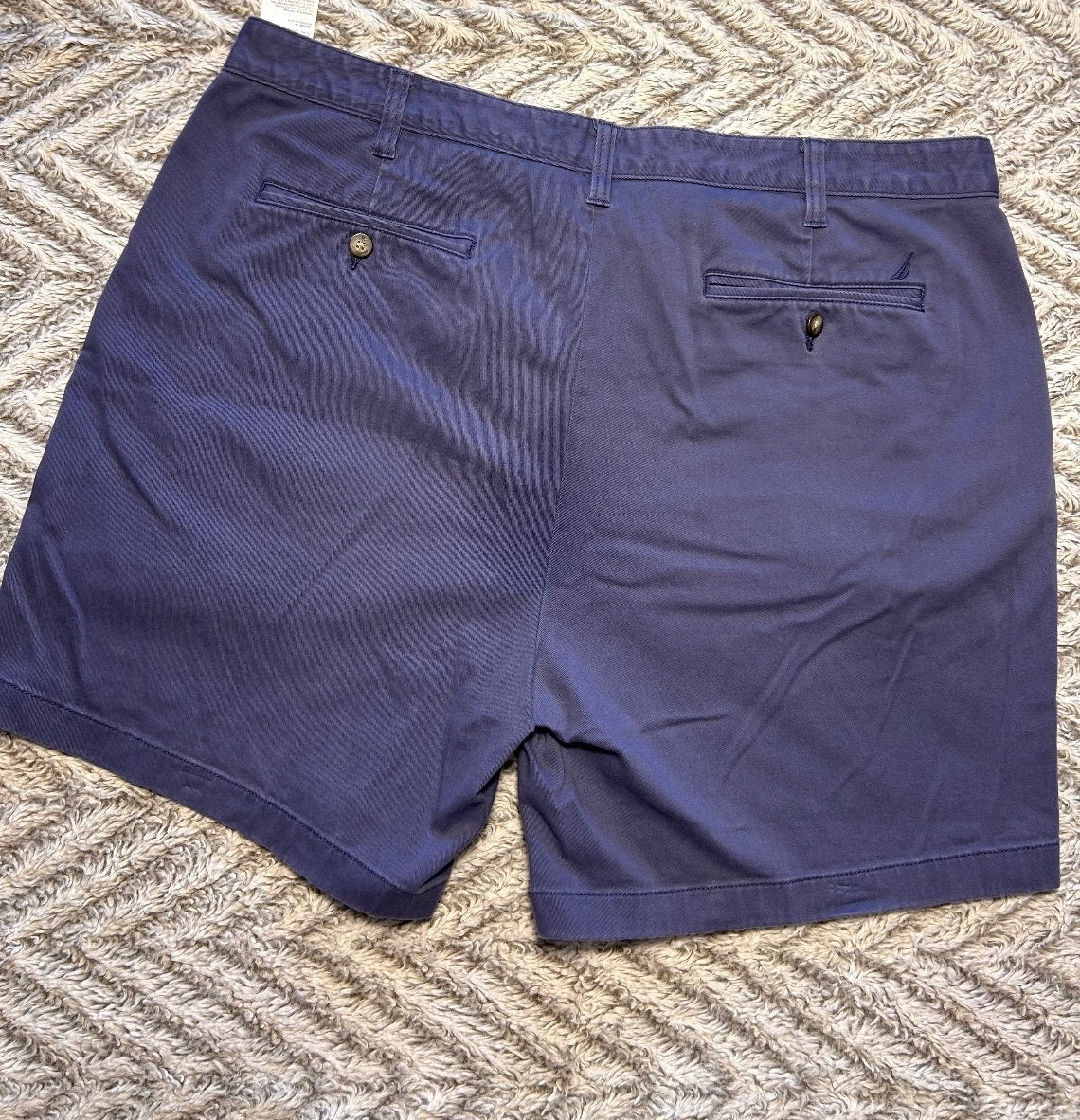 Nautica Mens Size 40W The Deck Shorts Blue Classic Fit Stretch Chino Flat Front