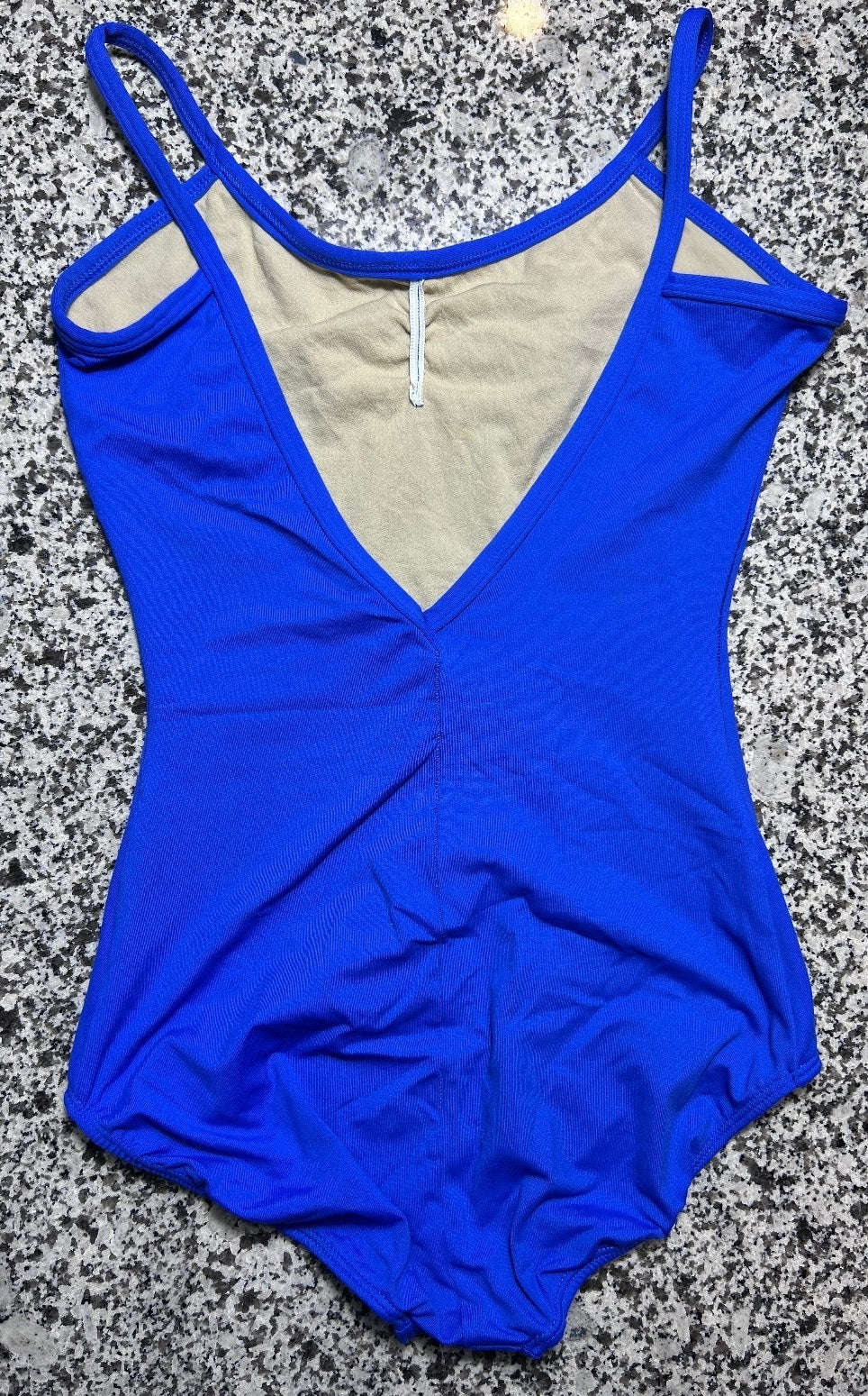 Royal Blue V-Neck Dance Leotard Spaghetti Strap Ballet Gym Women's Medium
