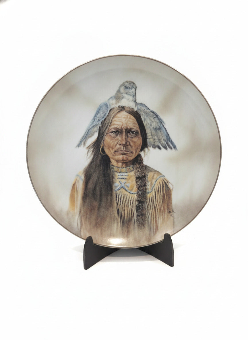 Vintage 10.25" Gregory Perillo Native American Man & Hawk Collector Plate