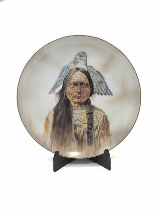 Vintage 10.25" Gregory Perillo Native American Man & Hawk Collector Plate