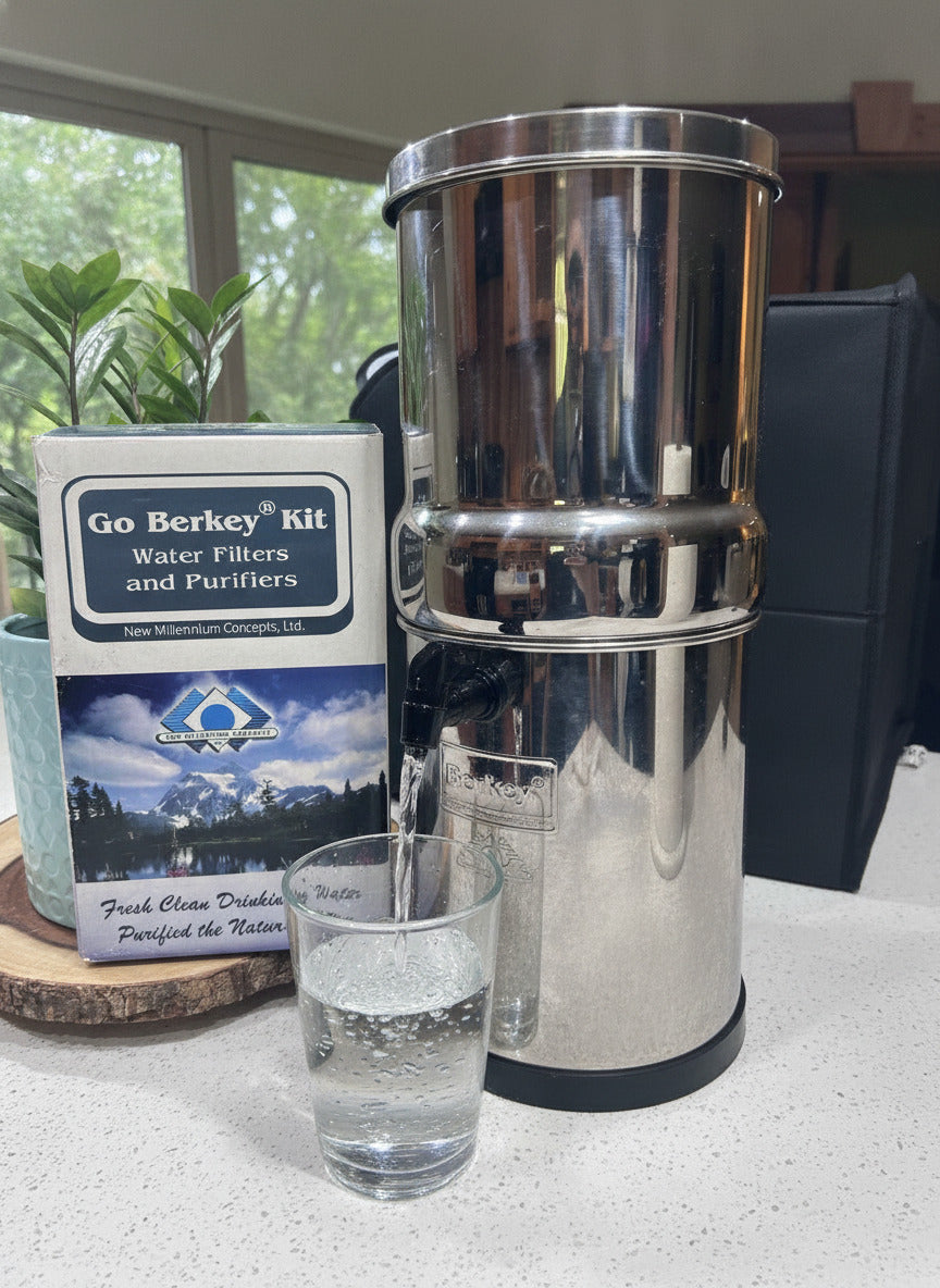 Authentic Berkey Go Kit Water Filter and Purifier - 1 Quart Stainless Steel