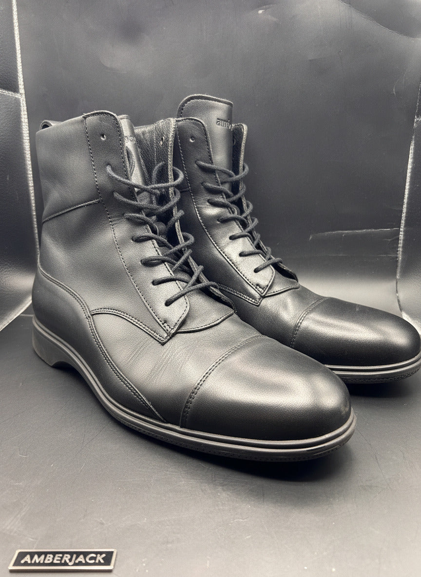 Amberjack Black Leather Lace Up Dress Boots Mens Size 14 M Comfort Ankle Boot