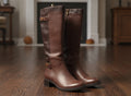 Franco Sarto Women's Brown Leather Riding Boots Knee High Zip Buckle Size 5.5 M