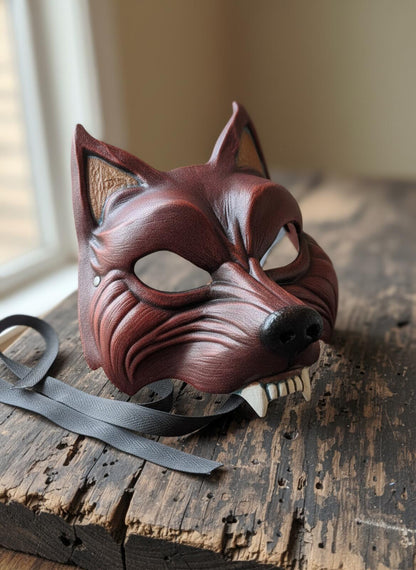 Atelier Pirate Handmade Red Wolf Theatrical Mask