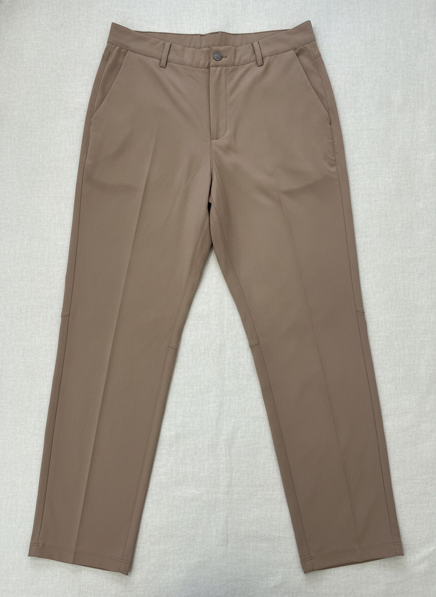 Men's Slim Fit Brown Dress Pants with Stretch and Pockets