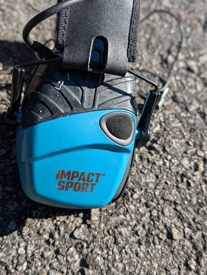 Lot of 2 Howard Leight Impact Sport Electronic Earmuffs Blue Black NIB & Parts