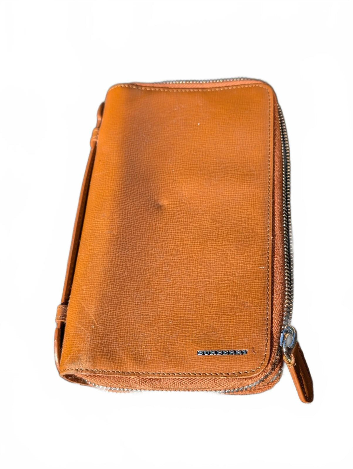 Burberry Brown Leather Zip Around Continental Long Wallet Organizer