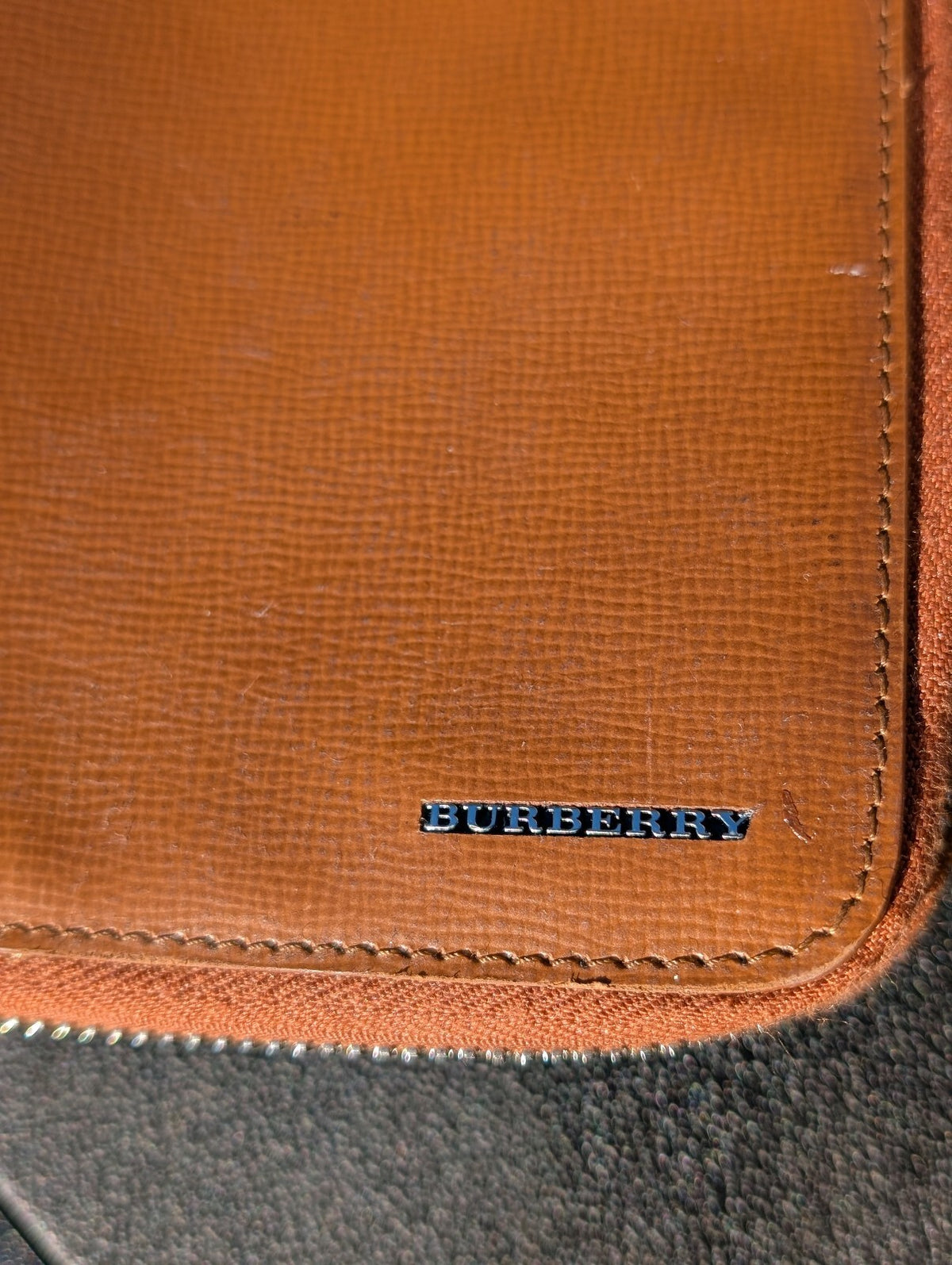 Burberry Brown Leather Zip Around Continental Long Wallet Organizer