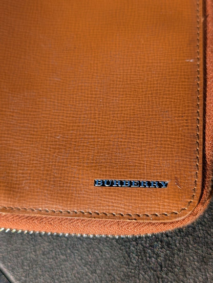 Burberry Brown Leather Zip Around Continental Long Wallet Organizer