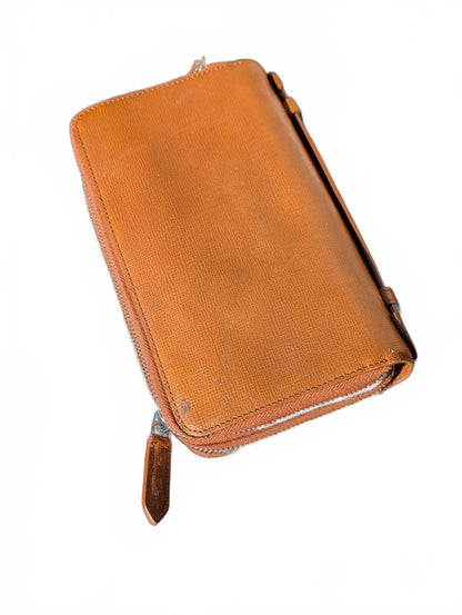 Burberry Brown Leather Zip Around Continental Long Wallet Organizer