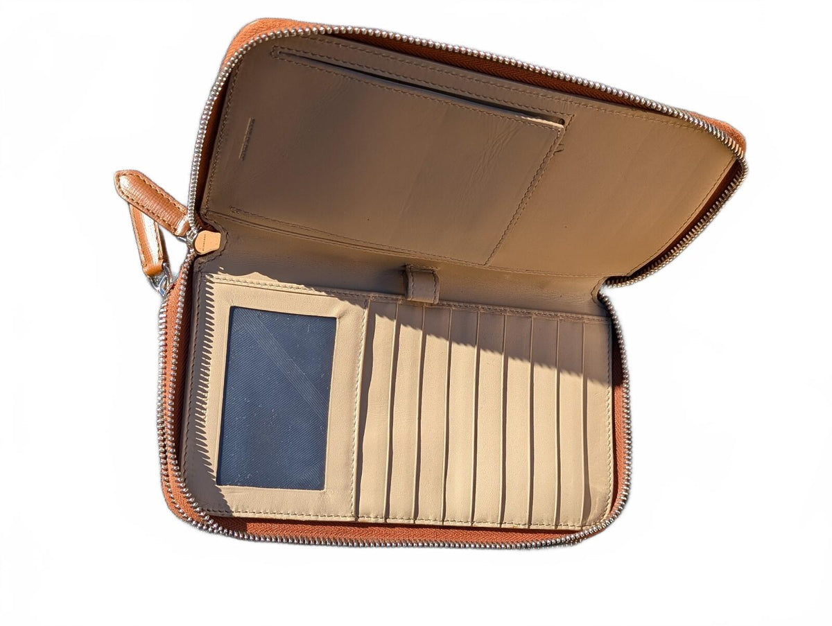 Burberry Brown Leather Zip Around Continental Long Wallet Organizer
