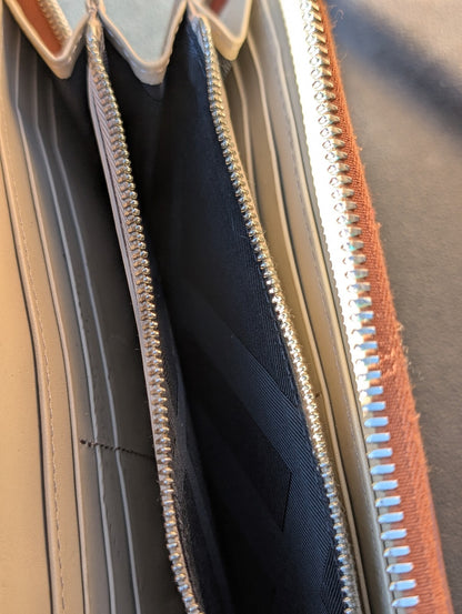 Burberry Brown Leather Zip Around Continental Long Wallet Organizer