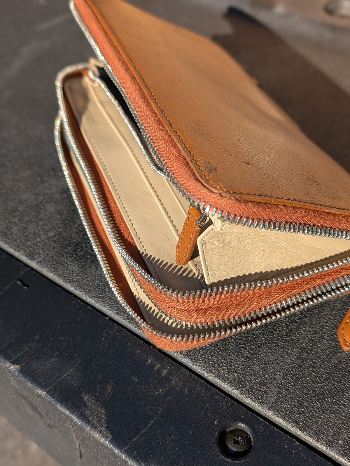 Burberry Brown Leather Zip Around Continental Long Wallet Organizer