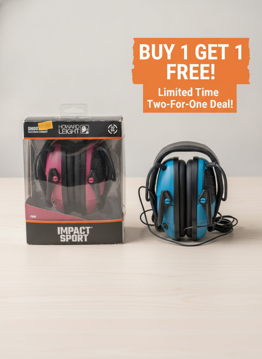 Lot of 2 Howard Leight Impact Sport Electronic Earmuffs Blue Black NIB & Parts