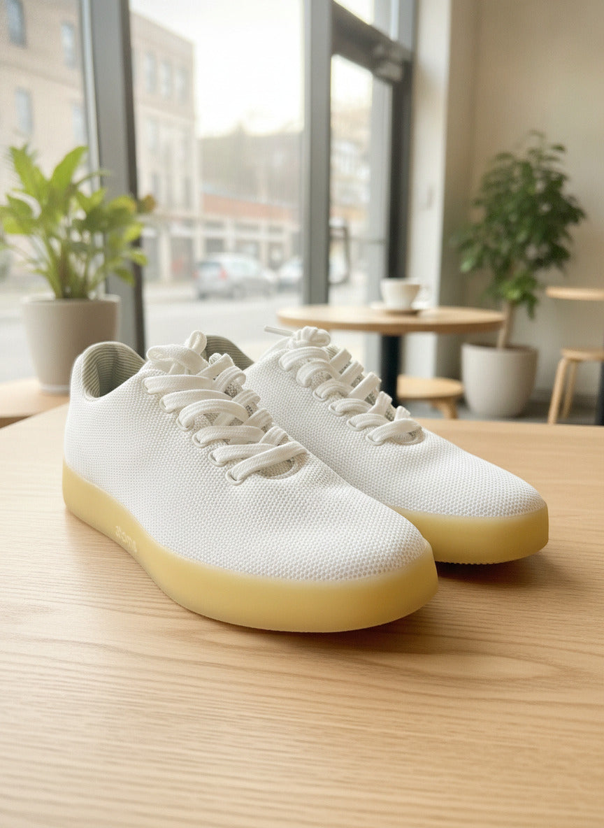 Atoms Model 001 White Yellow Knit Sneakers Size US Women's 5.5 Men's 4 Unisex