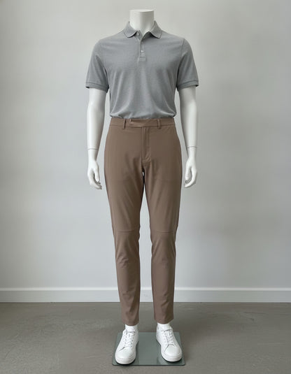Men's Slim Fit Brown Dress Pants with Stretch and Pockets