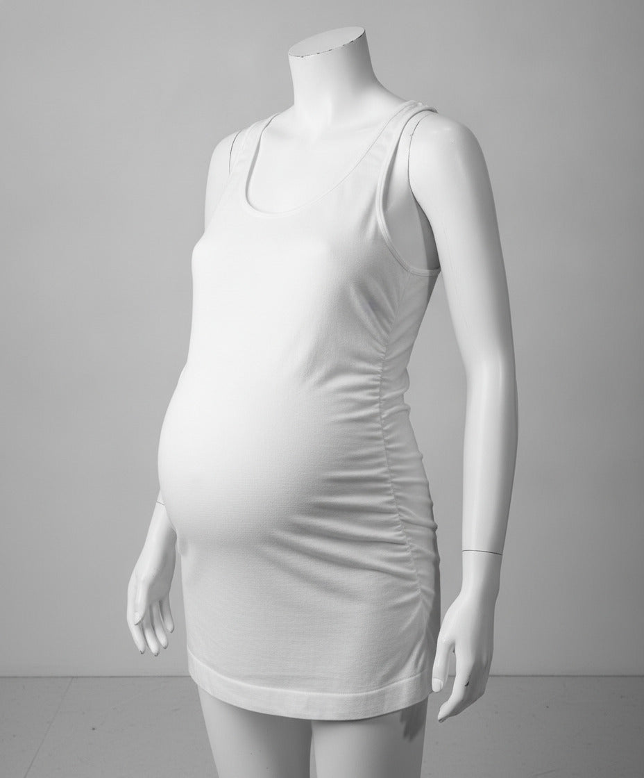 Motherhood Maternity Camisole 3-Pack Size L White Layering Tank Top Side Ruched