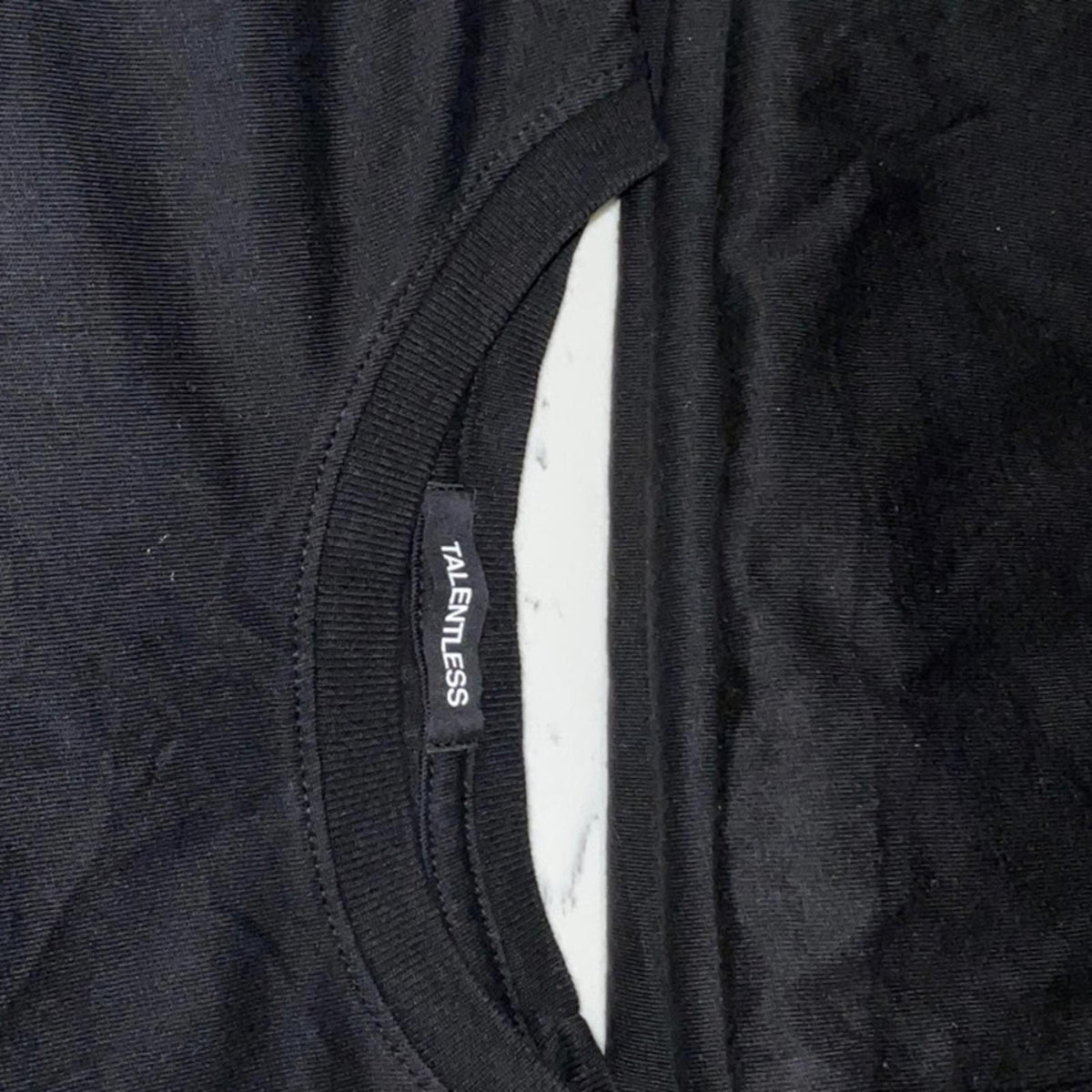 TALENTLESS: solid black tshirt size small