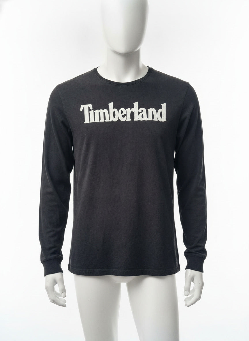Men's Timberland Black Long Sleeve Logo T-Shirt 100% Organic Cotton Large