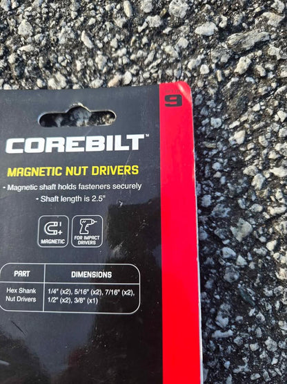 Corebilt 9-Piece Magnetic Nut Driver Set – Impact-Rated