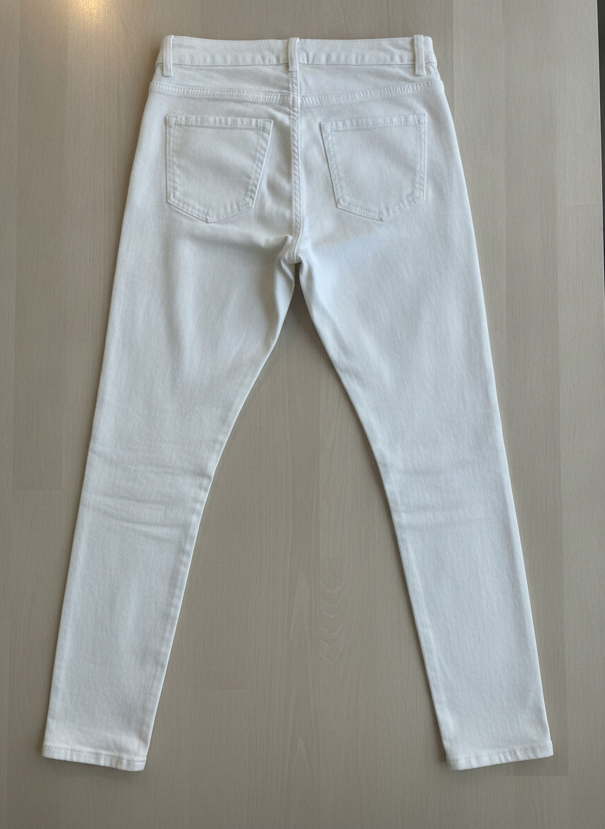 White Skinny Jeans with Classic Five-Pocket Design