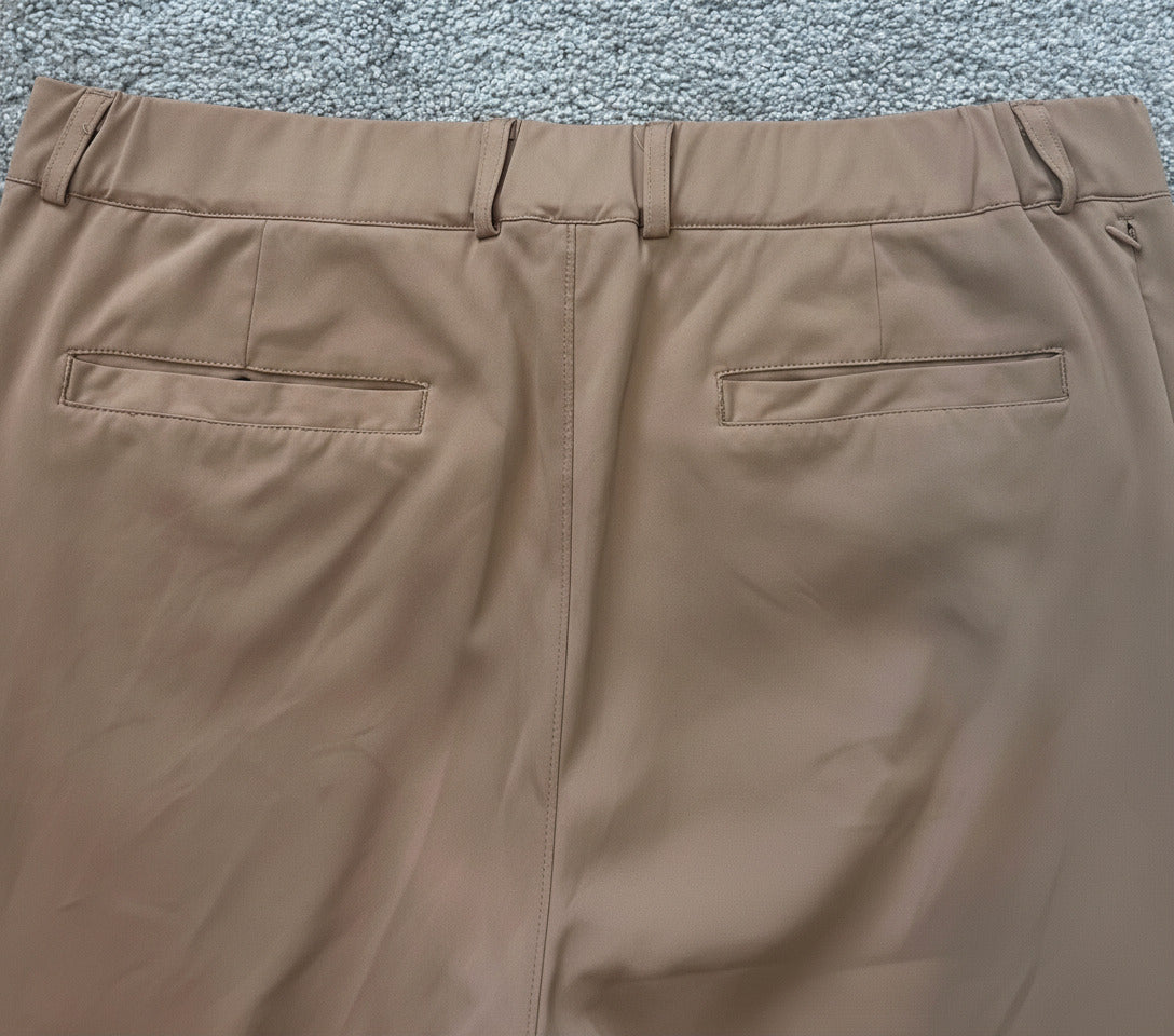 Men's Slim Fit Brown Dress Pants with Stretch and Pockets