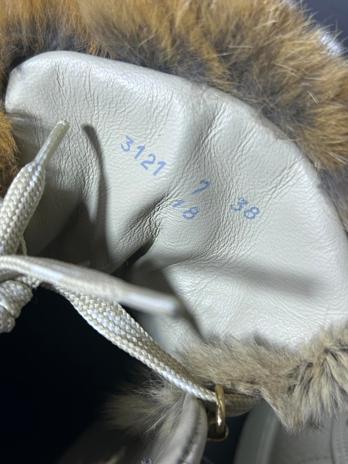 Woolrich Luxury High-Top Leather Sneakers – Rabbit Fur Trim – Made in Italy