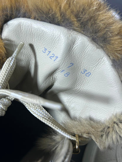 Woolrich Luxury High-Top Leather Sneakers – Rabbit Fur Trim – Made in Italy