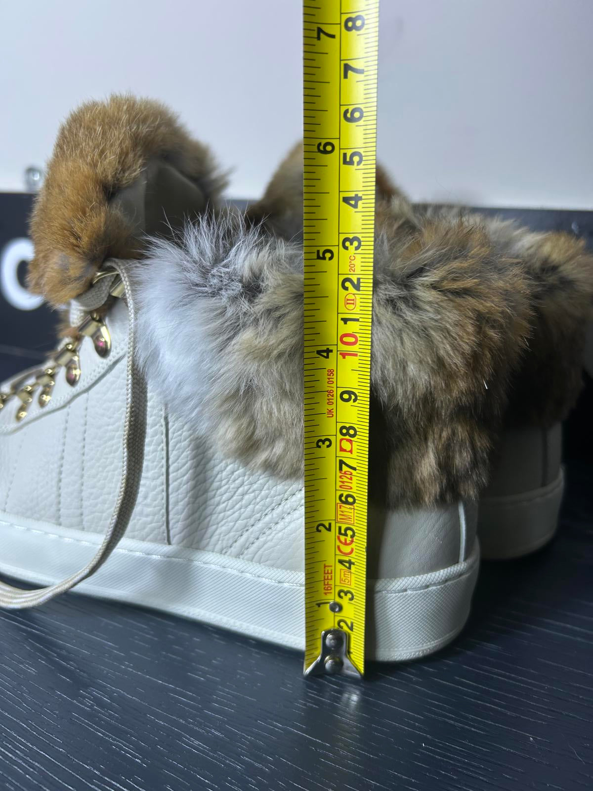Woolrich Luxury High-Top Leather Sneakers – Rabbit Fur Trim – Made in Italy