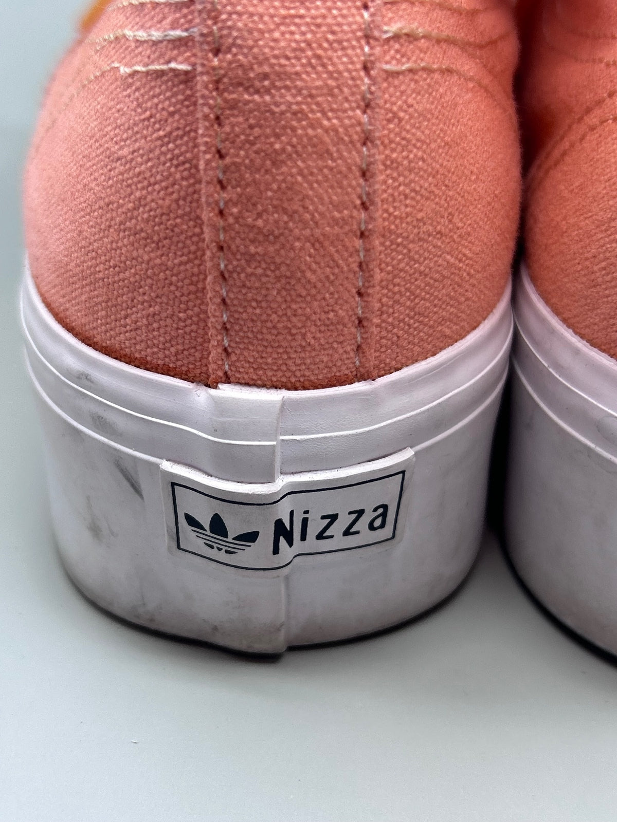 Adidas Nizza High Top Sneakers Peach Pink White Canvas High Top Shoes Womens