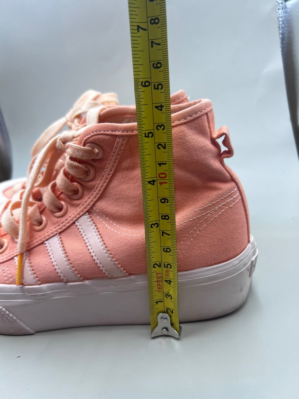 Adidas Nizza High Top Sneakers Peach Pink White Canvas High Top Shoes Womens