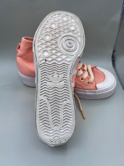 Adidas Nizza High Top Sneakers Peach Pink White Canvas High Top Shoes Womens