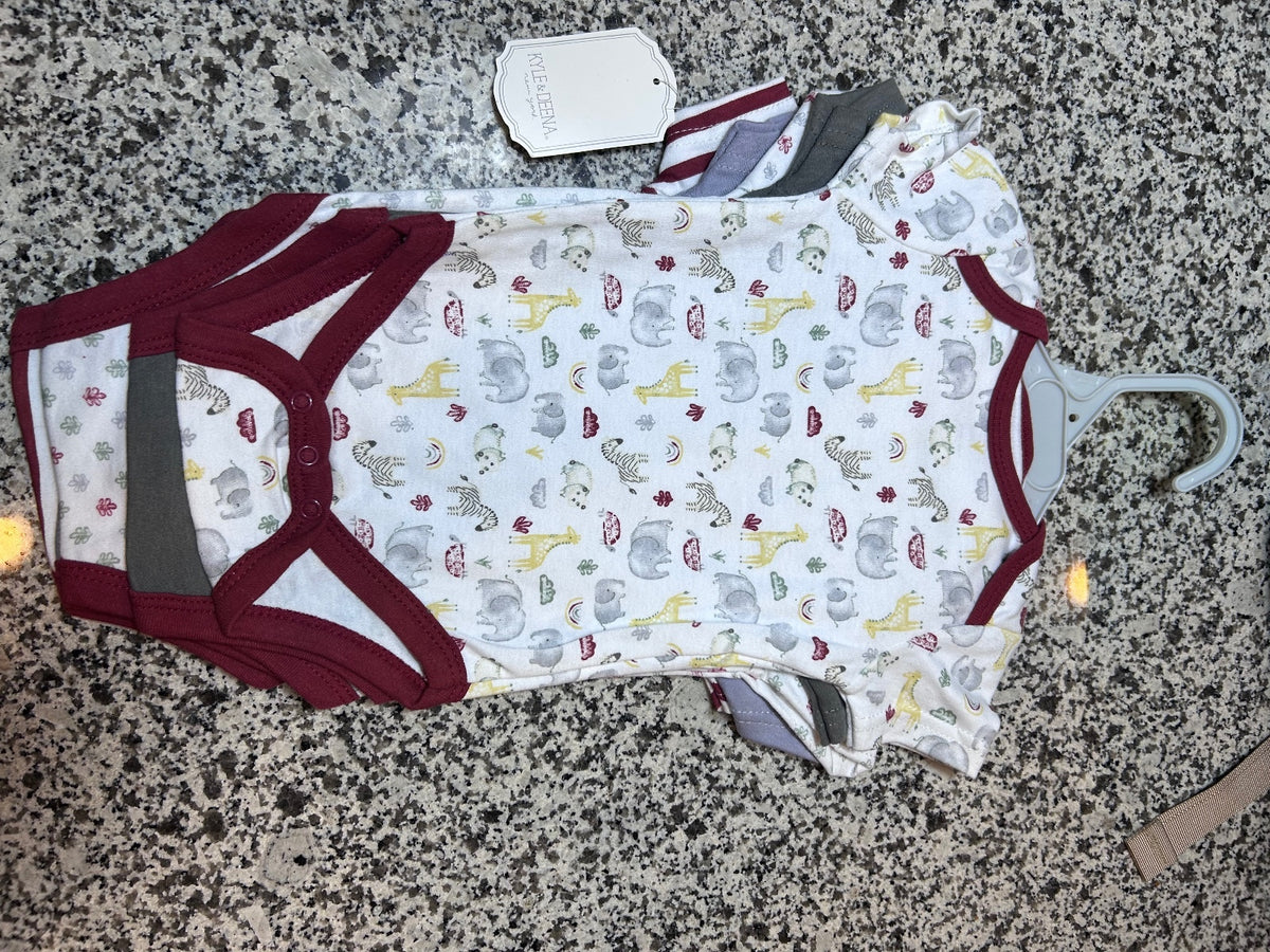 Kyle & Deena 5-Pack Grow With Me Baby Bodysuits 0-6 Months