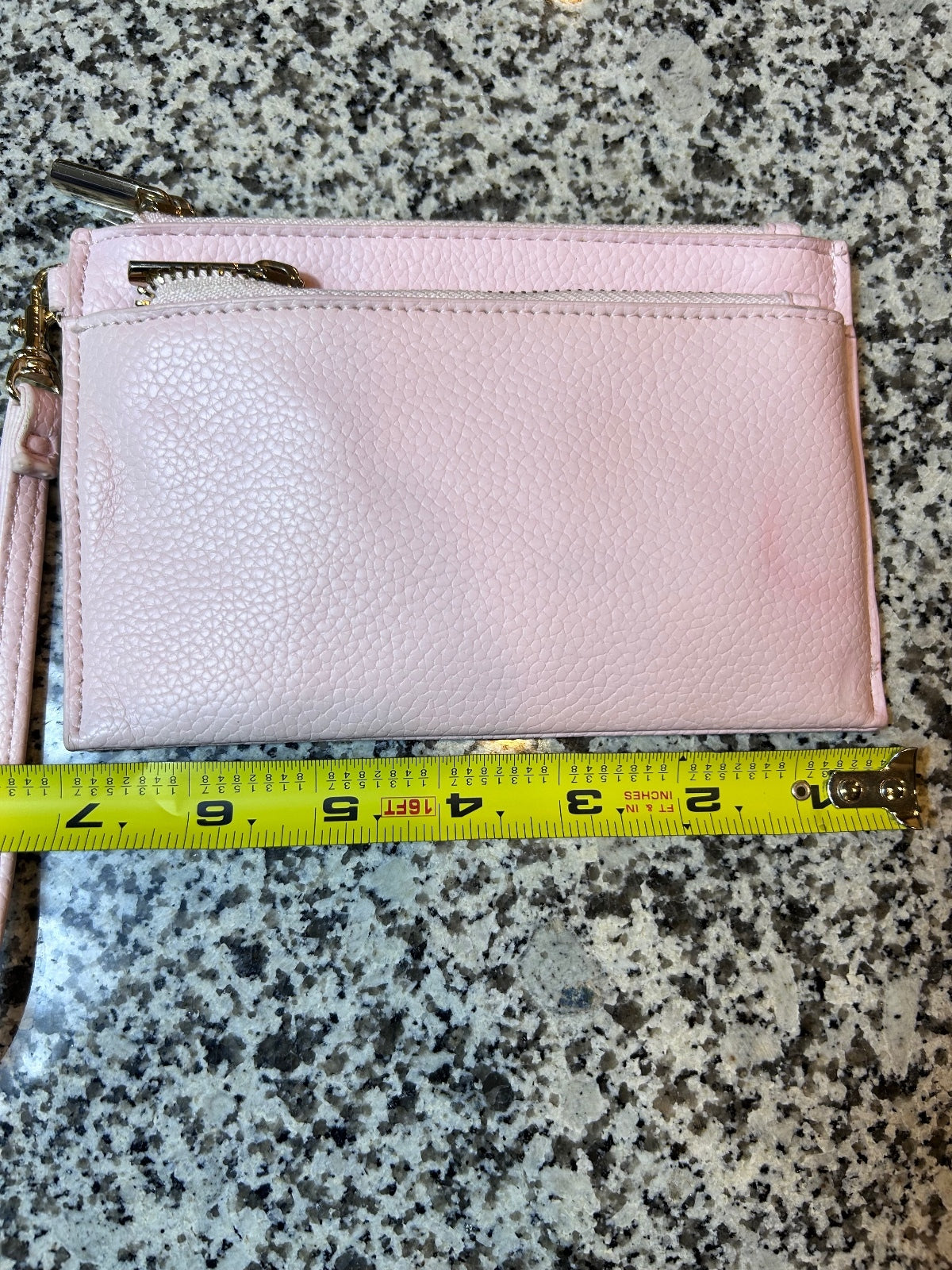Blush Pink Dual Zip Wristlet Wallet | Travel Card Case & Clutch