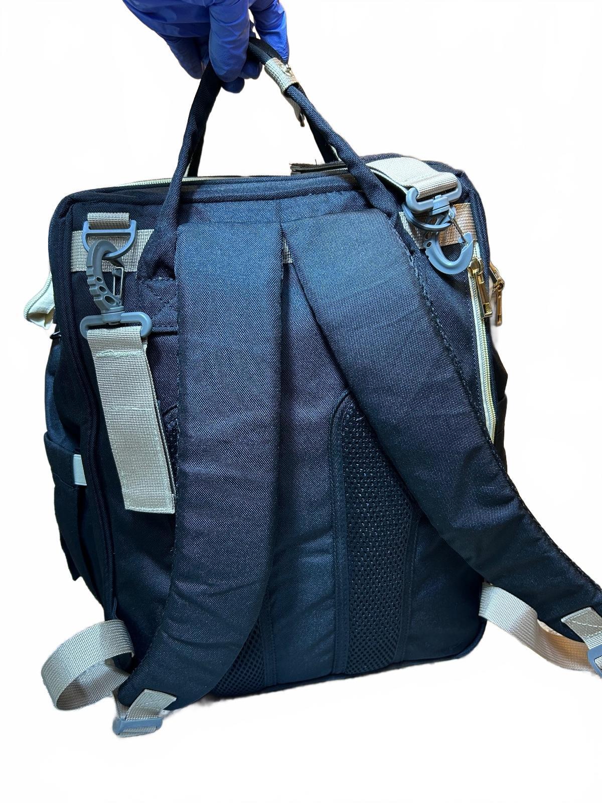 D&Bug Black Convertible Diaper Bag Backpack Insulated Bottle Pockets & Mat