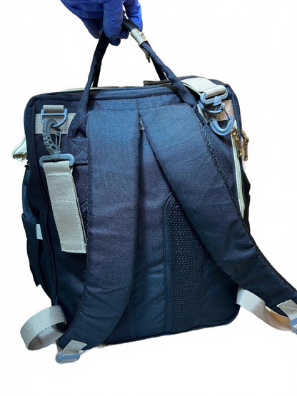 D&Bug Black Convertible Diaper Bag Backpack Insulated Bottle Pockets & Mat