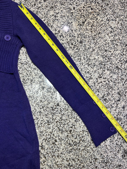 Say What? Purple Cowl Neck Sweater Dress with Button Detail - Size M