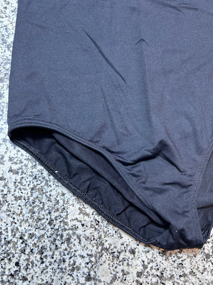 Eurotard Womens Medium Black Microfiber Short Sleeve Dance Leotard Adult M