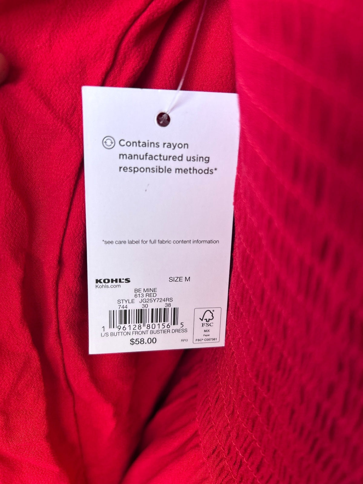 SO Red Smocked Long Sleeve Midi Dress Women's Size Medium NWT Flaw
