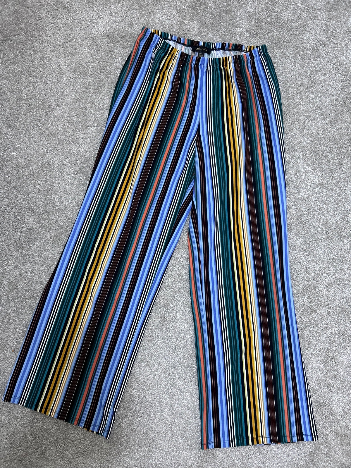 Melissa Paige Pants Women's L Striped Wide Leg High Rise Elastic Waist Colorful