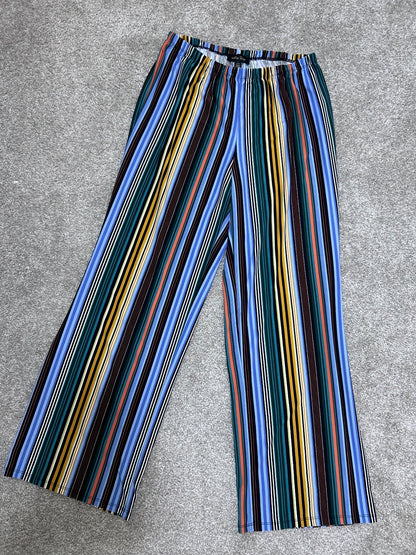 Melissa Paige Pants Women's L Striped Wide Leg High Rise Elastic Waist Colorful