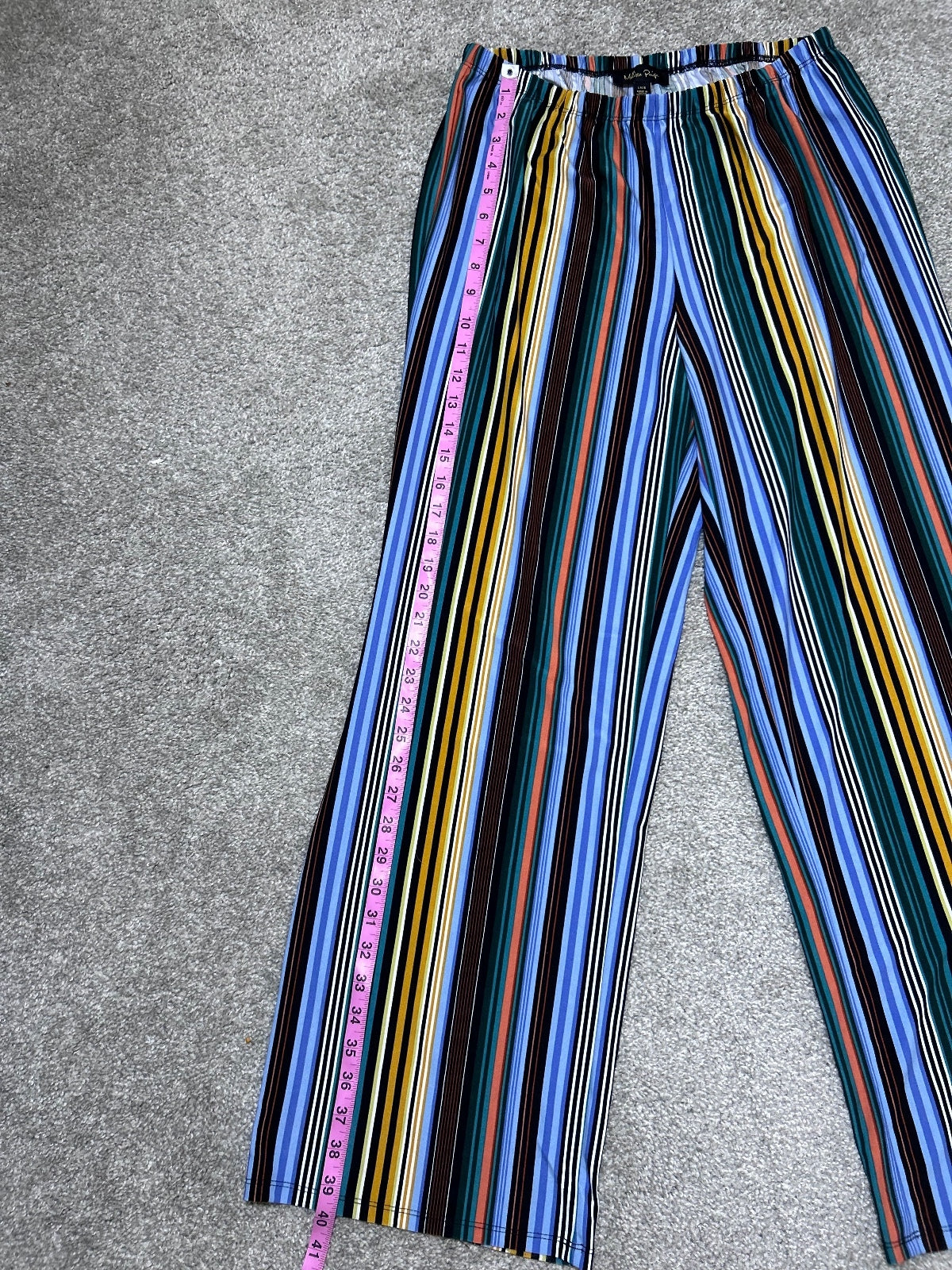 Melissa Paige Pants Women's L Striped Wide Leg High Rise Elastic Waist Colorful